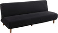 Armless Sofa Bed Cover Futon Slipcover Stretch Jacquard Full Folding Sofa Couch Futon Non-Armrest Furniture Protector with Elastic Bottom (Khaki) Home & Garden > Decor > Chair & Sofa Cushions MIFXIN Jacquard Black  