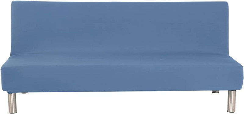Armless Sofa Bed Cover Futon Slipcover Stretch Jacquard Full Folding Sofa Couch Futon Non-Armrest Furniture Protector with Elastic Bottom (Khaki) Home & Garden > Decor > Chair & Sofa Cushions MIFXIN Solid Grey Blue  
