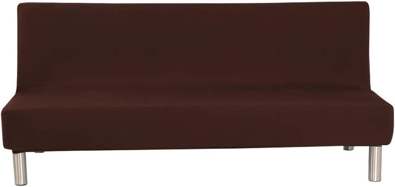 Armless Sofa Bed Cover Futon Slipcover Stretch Jacquard Full Folding Sofa Couch Futon Non-Armrest Furniture Protector with Elastic Bottom (Khaki) Home & Garden > Decor > Chair & Sofa Cushions MIFXIN Solid Coffee  