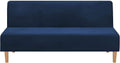 Armless Sofa Bed Cover Futon Slipcover Stretch Jacquard Full Folding Sofa Couch Futon Non-Armrest Furniture Protector with Elastic Bottom (Khaki) Home & Garden > Decor > Chair & Sofa Cushions MIFXIN Velvet Dark Blue  