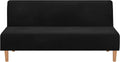 Armless Sofa Bed Cover Futon Slipcover Stretch Jacquard Full Folding Sofa Couch Futon Non-Armrest Furniture Protector with Elastic Bottom (Khaki) Home & Garden > Decor > Chair & Sofa Cushions MIFXIN Velvet Black  