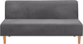 Armless Sofa Bed Cover Futon Slipcover Stretch Jacquard Full Folding Sofa Couch Futon Non-Armrest Furniture Protector with Elastic Bottom (Khaki) Home & Garden > Decor > Chair & Sofa Cushions MIFXIN Velvet Grey  