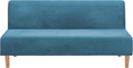 Armless Sofa Bed Cover Futon Slipcover Stretch Jacquard Full Folding Sofa Couch Futon Non-Armrest Furniture Protector with Elastic Bottom (Khaki) Home & Garden > Decor > Chair & Sofa Cushions MIFXIN Velvet Blue-light  