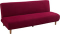 Armless Sofa Bed Cover Futon Slipcover Stretch Jacquard Full Folding Sofa Couch Futon Non-Armrest Furniture Protector with Elastic Bottom (Khaki) Home & Garden > Decor > Chair & Sofa Cushions MIFXIN Jacquard Red  