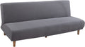 Armless Sofa Bed Cover Futon Slipcover Stretch Jacquard Full Folding Sofa Couch Futon Non-Armrest Furniture Protector with Elastic Bottom (Khaki) Home & Garden > Decor > Chair & Sofa Cushions MIFXIN Jacquard Grey  