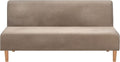 Armless Sofa Bed Cover Futon Slipcover Stretch Jacquard Full Folding Sofa Couch Futon Non-Armrest Furniture Protector with Elastic Bottom (Khaki) Home & Garden > Decor > Chair & Sofa Cushions MIFXIN Velvet Taupe  