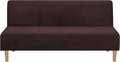 Armless Sofa Bed Cover Futon Slipcover Stretch Jacquard Full Folding Sofa Couch Futon Non-Armrest Furniture Protector with Elastic Bottom (Red) Home & Garden > Decor > Chair & Sofa Cushions MIFXIN Velvet Brown  