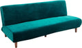 Armless Sofa Bed Cover Futon Slipcover Stretch Jacquard Full Folding Sofa Couch Futon Non-Armrest Furniture Protector with Elastic Bottom (Red) Home & Garden > Decor > Chair & Sofa Cushions MIFXIN Velvet Bright Teal  
