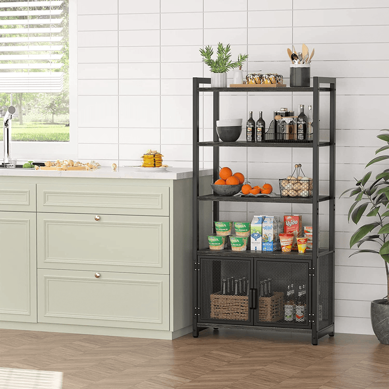 Armocity Storage Cabinet with 2 Doors and 5 Shelves, Bathroom Storage Cabinet with 5-Tier Shelves, Industrial Storage Cabinet for Living Room and Kitchen, Entryway Cabinet, Grey Oak Home & Garden > Kitchen & Dining > Food Storage Armocity   