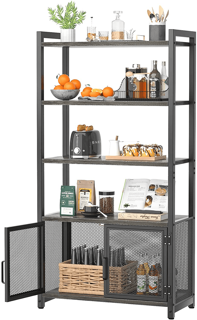 Armocity Storage Cabinet with 2 Doors and 5 Shelves, Bathroom Storage Cabinet with 5-Tier Shelves, Industrial Storage Cabinet for Living Room and Kitchen, Entryway Cabinet, Grey Oak Home & Garden > Kitchen & Dining > Food Storage Armocity Grey Oak  
