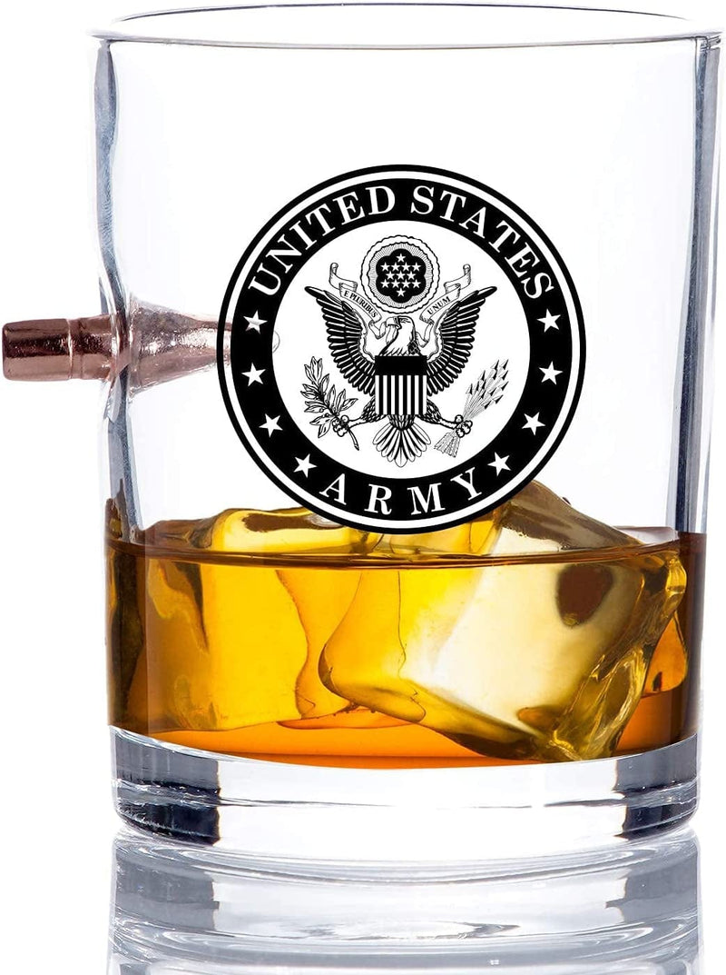 Army Bullet Old Fashion US Army Whiskey Rocks Glass – Hand Blown - Veteran Owned SMALL Business Home & Garden > Kitchen & Dining > Barware Military Gift Shop   