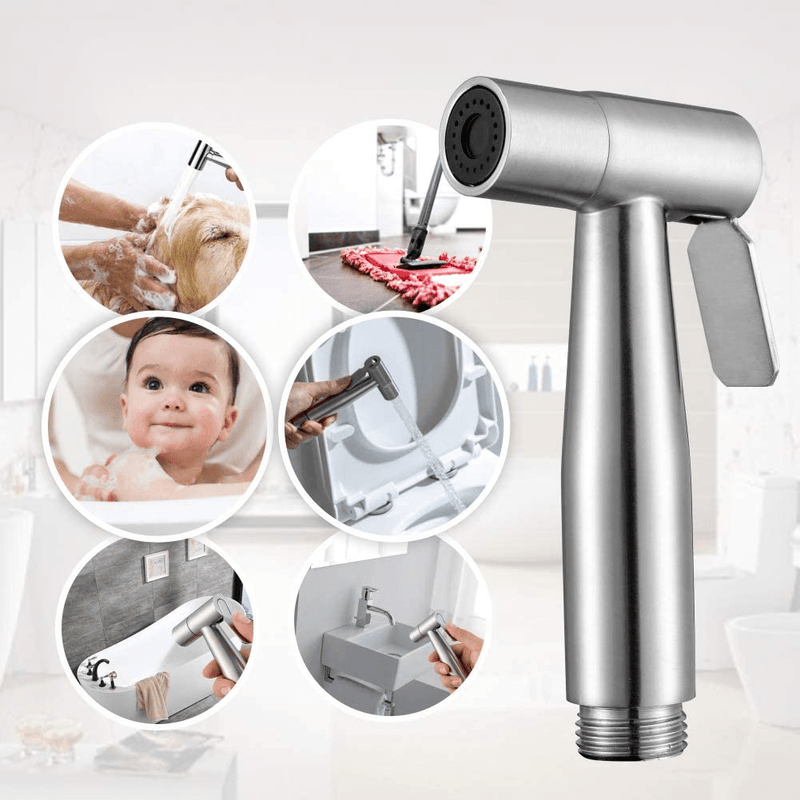 Arofa Handheld Bidet Sprayer for Toilet-Adjustable Water Pressure Control with Bidet Hose for Feminine Wash, Stainless Steel Brushed Nickel Cloth Diaper Bidet Toilet Sprayer for Baby Wash