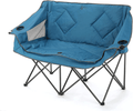 ARROWHEAD OUTDOOR Portable Folding Double Duo Camping Chair Loveseat W/ 2 Cup & Wine Glass Holder, Heavy-Duty Carrying Bag, Padded Seats & Armrests, Supports up to 500Lbs, Usa-Based Support Sporting Goods > Outdoor Recreation > Camping & Hiking > Camp Furniture ARROWHEAD OUTDOOR Blue  