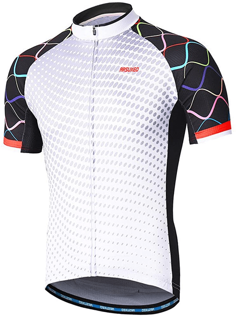 ARSUXEO Men's Cycling Jersey Short Sleeves Mountain Bike Shirt MTB Top Zipper Pockets Reflective Sporting Goods > Outdoor Recreation > Cycling > Cycling Apparel & Accessories ARSUXEO Z846 XX-Large 