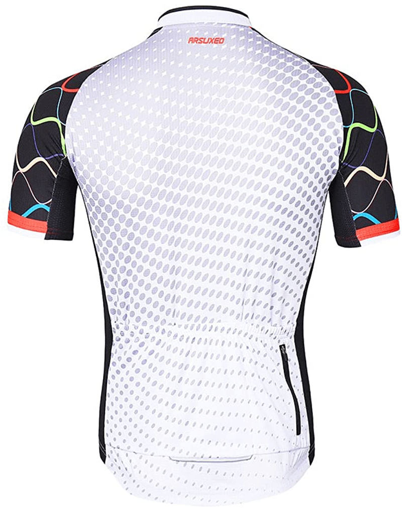 ARSUXEO Men's Cycling Jersey Short Sleeves Mountain Bike Shirt MTB Top Zipper Pockets Reflective Sporting Goods > Outdoor Recreation > Cycling > Cycling Apparel & Accessories ARSUXEO   
