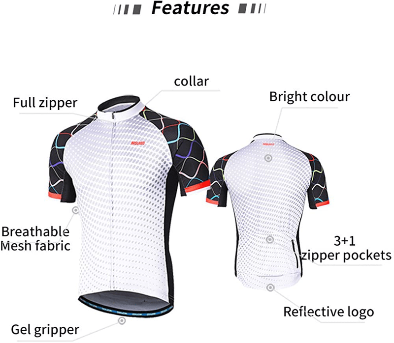 ARSUXEO Men's Cycling Jersey Short Sleeves Mountain Bike Shirt MTB Top Zipper Pockets Reflective Sporting Goods > Outdoor Recreation > Cycling > Cycling Apparel & Accessories ARSUXEO   