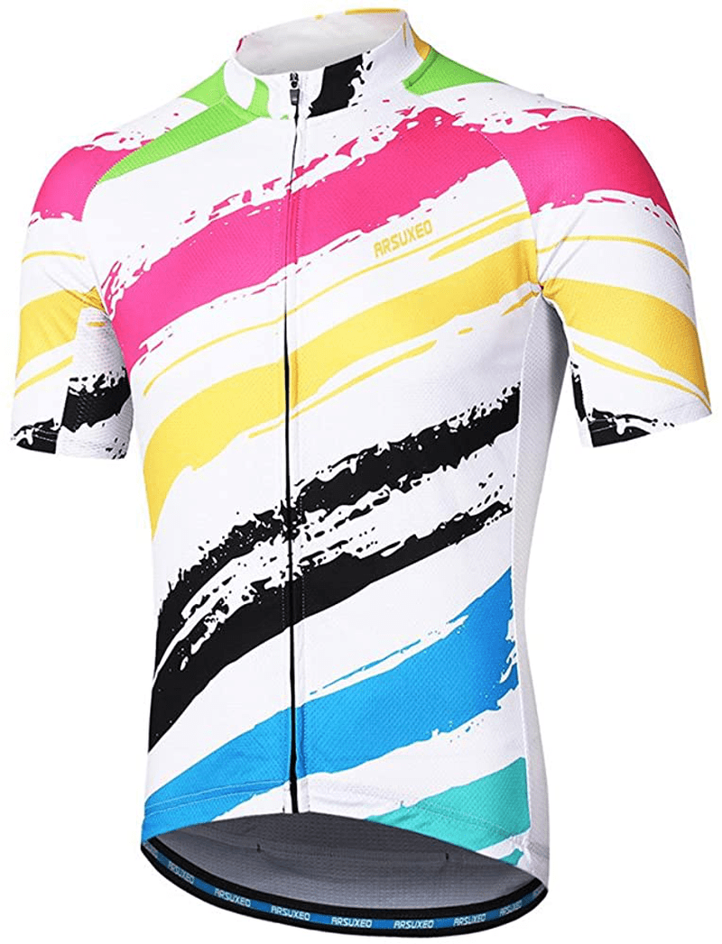 ARSUXEO Men's Cycling Jersey Short Sleeves Mountain Bike Shirt MTB Top Zipper Pockets Reflective Sporting Goods > Outdoor Recreation > Cycling > Cycling Apparel & Accessories ARSUXEO Z848 Large 