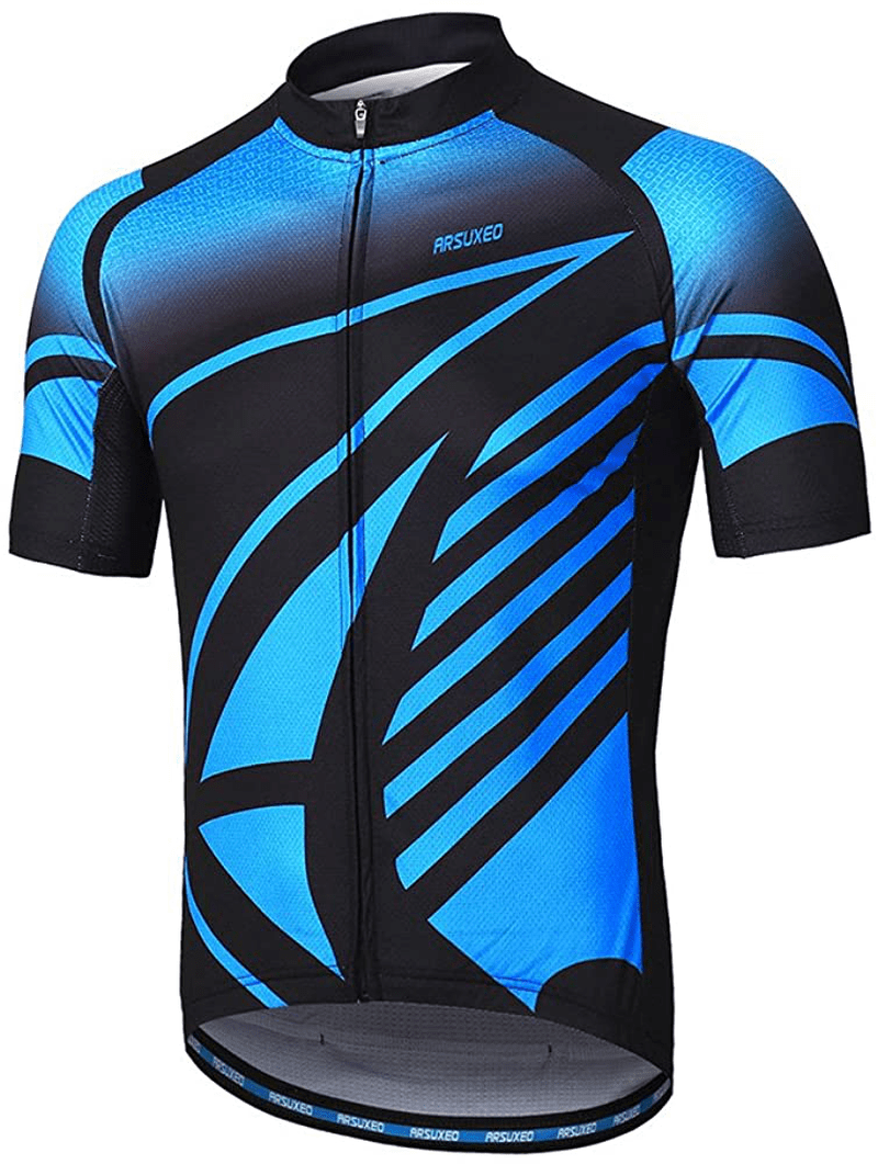 ARSUXEO Men's Cycling Jersey Short Sleeves Mountain Bike Shirt MTB Top Zipper Pockets Reflective Sporting Goods > Outdoor Recreation > Cycling > Cycling Apparel & Accessories ARSUXEO Z843 X-Large 