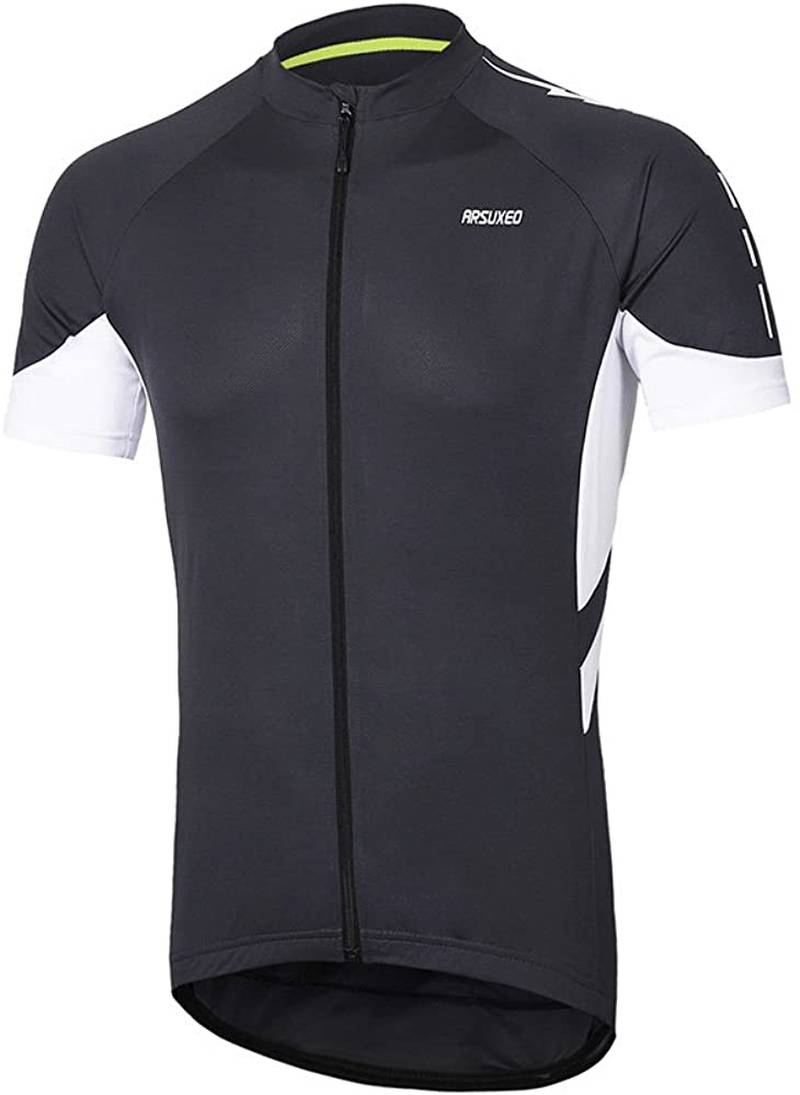 ARSUXEO Men's Short Sleeves Cycling Jersey Bicycle MTB Bike Shirt 636 Sporting Goods > Outdoor Recreation > Cycling > Cycling Apparel & Accessories ARSUXEO Dark Gray Large 