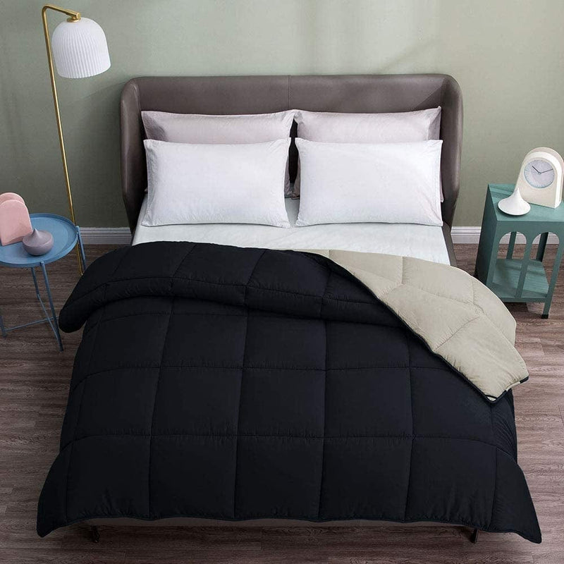 ART DEMO Reversible down Alternative Quilted Comforter, Hypoallergenic Lightweight for Winter, Duvet Insert with Corner Tabs, Full/Queen Size, Pink/White Home & Garden > Linens & Bedding > Bedding > Quilts & Comforters ART-DEMO HOME DECORATION CO Black/Gray King 
