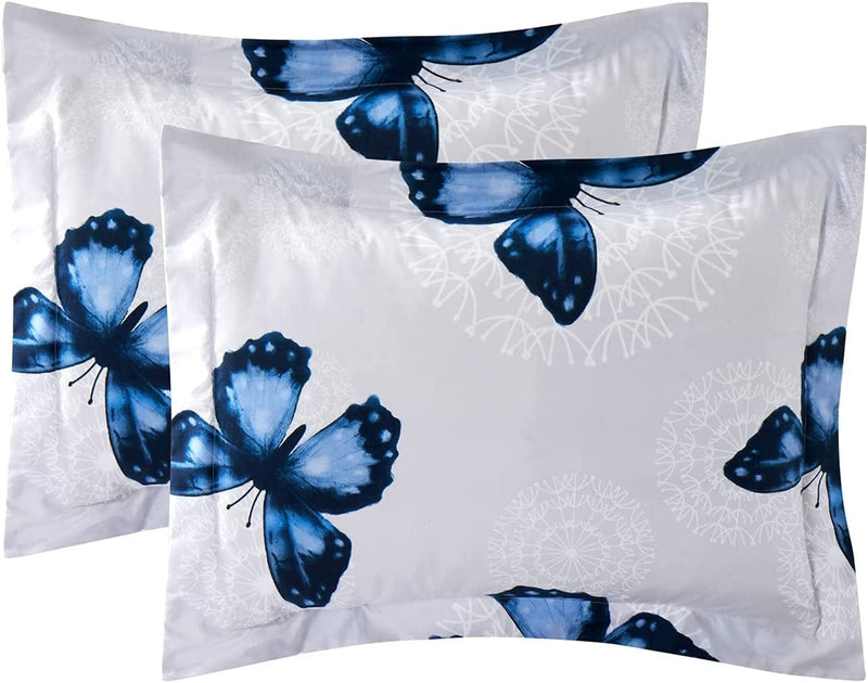 ARTALL Butterfly Pattern Bed in a Bag Bedding 8 Piece Full/Queen Comforter Sets 1 Comforter, 2 Pillow Shams, 1 Flat Sheet, 1 Fitted Sheet, 1 Bed Skirt, 2 Pillowcases,Blue Home & Garden > Linens & Bedding > Bedding > Quilts & Comforters ARTALL   