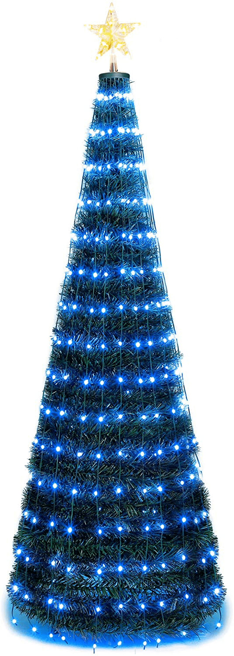 Artificial Christmas Tree | 6FT Pre-Lit Christmas Tree 18 Flash Modes with 314 Multicolored LED Lights| Quick Install Foldable Stand | Perfect for Indoor and Outdoor Holiday Decoration