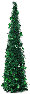 Artificial Christmas Tree Metal Stand, Glittery Tinsel Christmas Tree, 47inch Collapsible Xmas Trees with Plump Sequin for Holiday Decor - Easy to Assemble (Silver) Home & Garden > Decor > Seasonal & Holiday Decorations > Christmas Tree Stands Yugust Green  