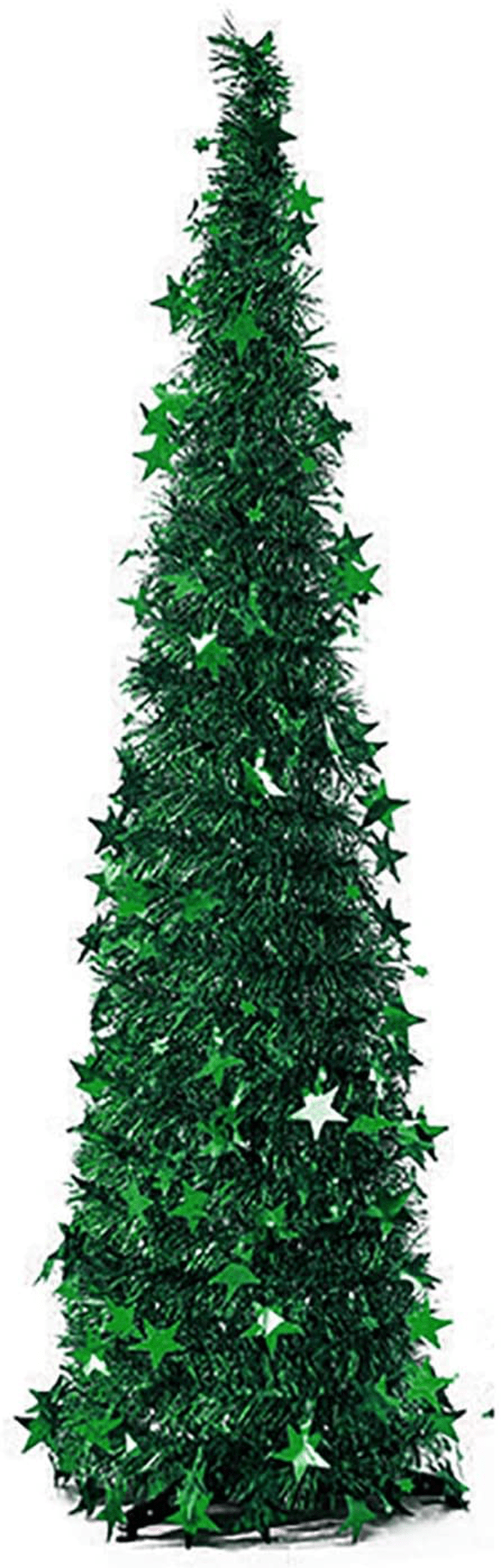 Artificial Christmas Tree Metal Stand, Glittery Tinsel Christmas Tree, 47inch Collapsible Xmas Trees with Plump Sequin for Holiday Decor - Easy to Assemble (Silver)