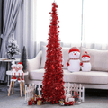 Artificial Christmas Tree Metal Stand, Glittery Tinsel Christmas Tree, 47inch Collapsible Xmas Trees with Plump Sequin for Holiday Decor - Easy to Assemble (Silver) Home & Garden > Decor > Seasonal & Holiday Decorations > Christmas Tree Stands Yugust Red  