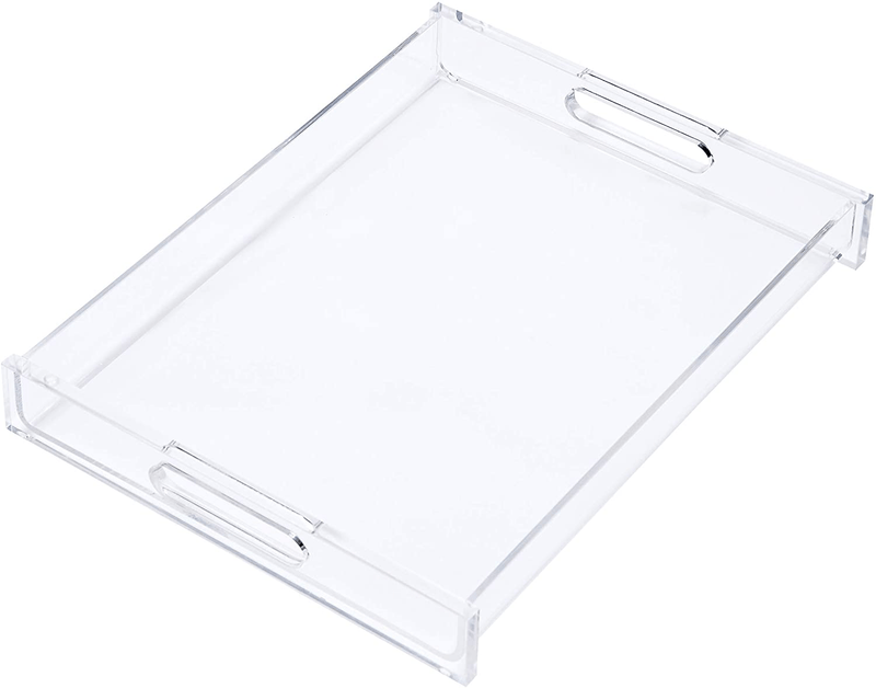 Artmaze Clear Acrylic Serving Tray,Breakfast Tray,Rectangular ,Spill Proof,Decorative.for Coffee Table,Kitchen,16.5x12 inch
