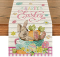 Artoid Mode Bunny Carrots Cup Pink Buffalo Plaid Easter Table Runner, Holiday Spring Kitchen Dining Table Decoration for Home Party Decor 13X72 Inch Home & Garden > Decor > Seasonal & Holiday Decorations Artoid Mode Pink 13" x 90", Table Runner 
