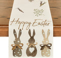 Artoid Mode Carrots Rabbit Bunny Happy Easter Table Runner, Spring Summer Seasonal Holiday Kitchen Dining Table Decoration for Indoor Outdoor Home Party Decor 13 X 72 Inch Home & Garden > Decor > Seasonal & Holiday Decorations Artoid Mode Beige 13" x 60", Table Runner 