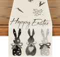 Artoid Mode Carrots Rabbit Bunny Happy Easter Table Runner, Spring Summer Seasonal Holiday Kitchen Dining Table Decoration for Indoor Outdoor Home Party Decor 13 X 72 Inch Home & Garden > Decor > Seasonal & Holiday Decorations Artoid Mode Black/Grey/White 13" x 72", Table Runner 