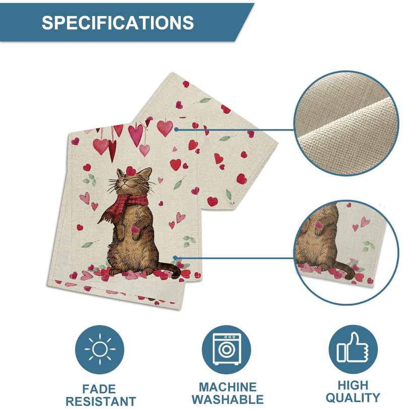 Artoid Mode Cat Branches Leaves Heart Valentine'S Day Table Runner, Seasonal Anniversary Wedding Holiday Kitchen Dining Table Decoration for Indoor Outdoor Home Party Decor 13 X 72 Inch Home & Garden > Decor > Seasonal & Holiday Decorations Artoid Mode   