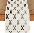 Artoid Mode Green Pink Bunny Rabbit Easter Table Runner, Spring Kitchen Dining Table Decoration for Home Party Decor 13X72 Inch Home & Garden > Decor > Seasonal & Holiday Decorations Artoid Mode Grey and Black 13" x 72", Table Runner 