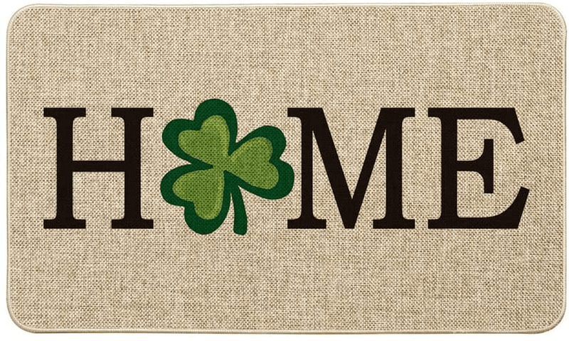 Artoid Mode Home Clover Shamrock Decorative Doormat, Seasonal Spring St. Patrick'S Day Holiday Home Low-Profile Floor Mat Switch Mat for Indoor Outdoor 17 X 29 Inch