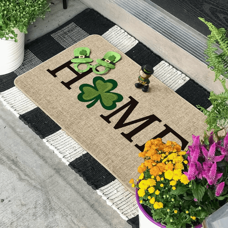 Artoid Mode Home Clover Shamrock Decorative Doormat, Seasonal Spring St. Patrick'S Day Holiday Home Low-Profile Floor Mat Switch Mat for Indoor Outdoor 17 X 29 Inch Arts & Entertainment > Party & Celebration > Party Supplies Artoid Mode   