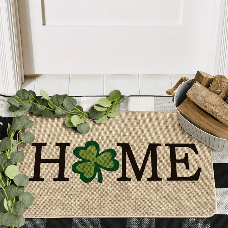 Artoid Mode Home Clover Shamrock Decorative Doormat, Seasonal Spring St. Patrick'S Day Holiday Home Low-Profile Floor Mat Switch Mat for Indoor Outdoor 17 X 29 Inch Arts & Entertainment > Party & Celebration > Party Supplies Artoid Mode   