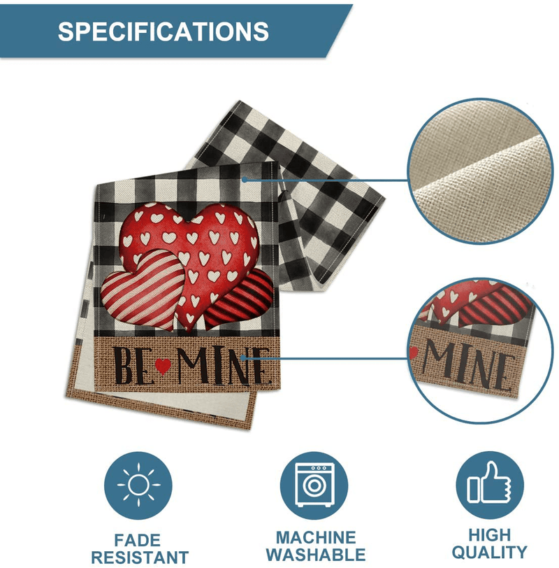Artoid Mode Watercolor Buffalo Plaid Heart Love Be Mine Valentine'S Day Table Runner, Seasonal Anniversary Wedding Holiday Kitchen Dining Table Decoration for Indoor Outdoor Home Decor 13 X 72 Inch Home & Garden > Decor > Seasonal & Holiday Decorations Artoid Mode   