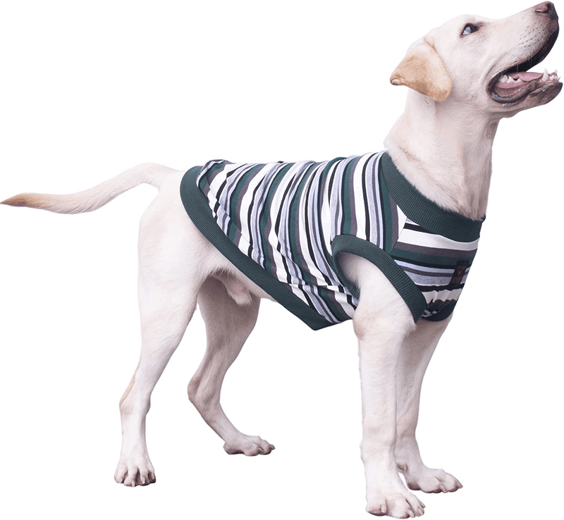ARUNNERS Dog Striped T-Shirts Tank Vest Breathable Shirts Sleeveless Tank Top for Large Pet Dogs Boys and Girls Animals & Pet Supplies > Pet Supplies > Dog Supplies > Dog Apparel ARUNNERS Green Large 