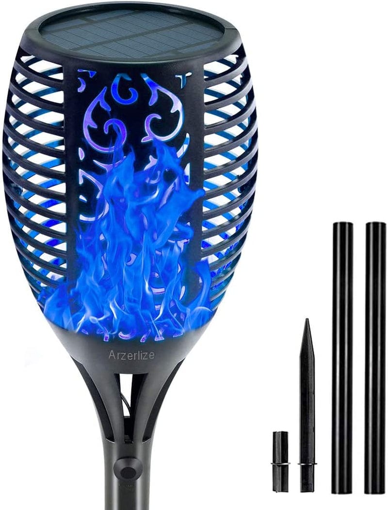 Arzerlize Christmas Solar Flame Torch Lights Outdoor 99 Leds , 43" Larger Solar Lights Usb & Solar Flame Torches Lamp Waterproof Flaming Garden Decorations Outdoor Yard Landscape Auto On/Off Purple 4P Home & Garden > Lighting > Lamps Arzerlize Blue 99LED-1Pack(USB) 