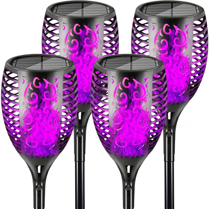 Arzerlize Christmas Solar Flame Torch Lights Outdoor 99 Leds , 43" Larger Solar Lights Usb & Solar Flame Torches Lamp Waterproof Flaming Garden Decorations Outdoor Yard Landscape Auto On/Off Purple 4P Home & Garden > Lighting > Lamps Arzerlize Purple 46LED-4Pack(No USB) 