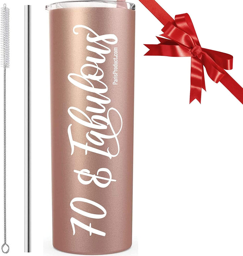 As Seen on FOX, ABC, NBC, CBS NEWS — 20 Oz Stainless Steel Tumbler Bridal Shower Gifts for Bride to Be, Bride Gift from Bridesmaid, Groom, and Mother, Christmas Stocking Stuffers by PARIS PRODUCTS CO Home & Garden > Kitchen & Dining > Tableware > Drinkware PARIS PRODUCTS CO. 70 & Fabulous  