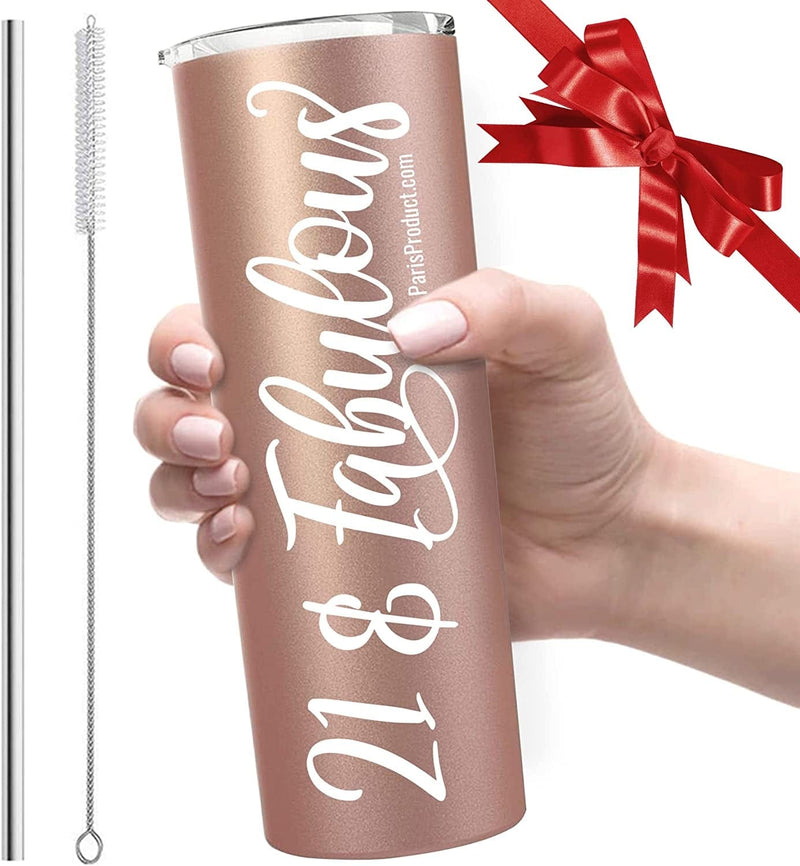 As Seen on FOX, ABC, NBC, CBS NEWS — 20 Oz Stainless Steel Tumbler Bridal Shower Gifts for Bride to Be, Bride Gift from Bridesmaid, Groom, and Mother, Christmas Stocking Stuffers by PARIS PRODUCTS CO Home & Garden > Kitchen & Dining > Tableware > Drinkware PARIS PRODUCTS CO. 21 & Fabulous  