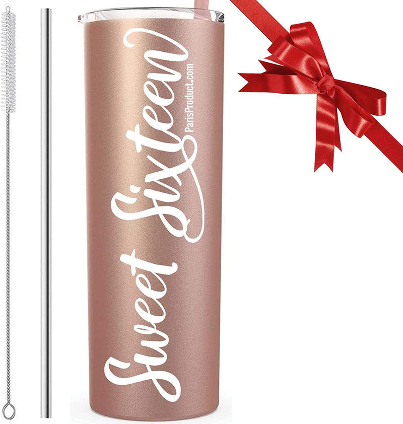 As Seen on FOX, ABC, NBC, CBS NEWS — 20 Oz Stainless Steel Tumbler Bridal Shower Gifts for Bride to Be, Bride Gift from Bridesmaid, Groom, and Mother, Christmas Stocking Stuffers by PARIS PRODUCTS CO Home & Garden > Kitchen & Dining > Tableware > Drinkware PARIS PRODUCTS CO. 16 - Sweet 16  