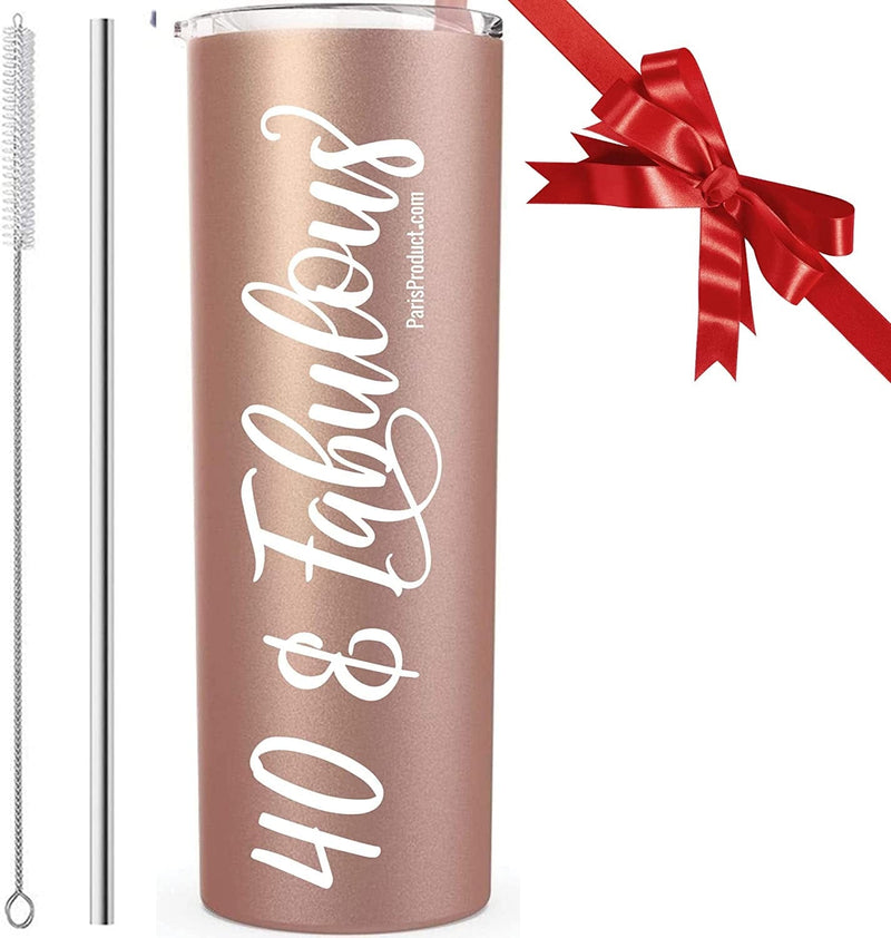 As Seen on FOX, ABC, NBC, CBS NEWS — 20 Oz Stainless Steel Tumbler Bridal Shower Gifts for Bride to Be, Bride Gift from Bridesmaid, Groom, and Mother, Christmas Stocking Stuffers by PARIS PRODUCTS CO Home & Garden > Kitchen & Dining > Tableware > Drinkware PARIS PRODUCTS CO. 40 & Fabulous  