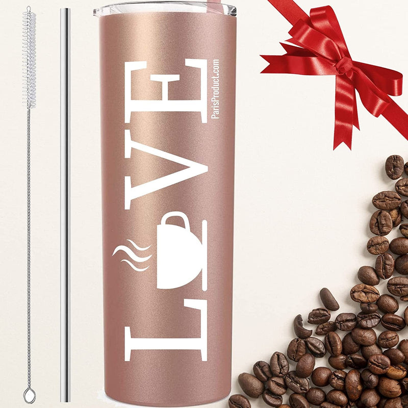 As Seen on FOX, ABC, NBC, CBS NEWS — 20 Oz Stainless Steel Tumbler Bridal Shower Gifts for Bride to Be, Bride Gift from Bridesmaid, Groom, and Mother, Christmas Stocking Stuffers by PARIS PRODUCTS CO Home & Garden > Kitchen & Dining > Tableware > Drinkware PARIS PRODUCTS CO. Love Coffee  