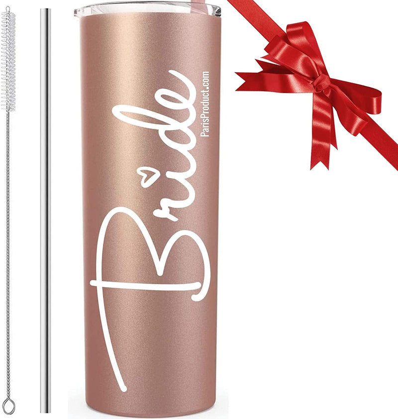 As Seen on FOX, ABC, NBC, CBS NEWS — 20 Oz Stainless Steel Tumbler Bridal Shower Gifts for Bride to Be, Bride Gift from Bridesmaid, Groom, and Mother, Christmas Stocking Stuffers by PARIS PRODUCTS CO Home & Garden > Kitchen & Dining > Tableware > Drinkware PARIS PRODUCTS CO. Bride  
