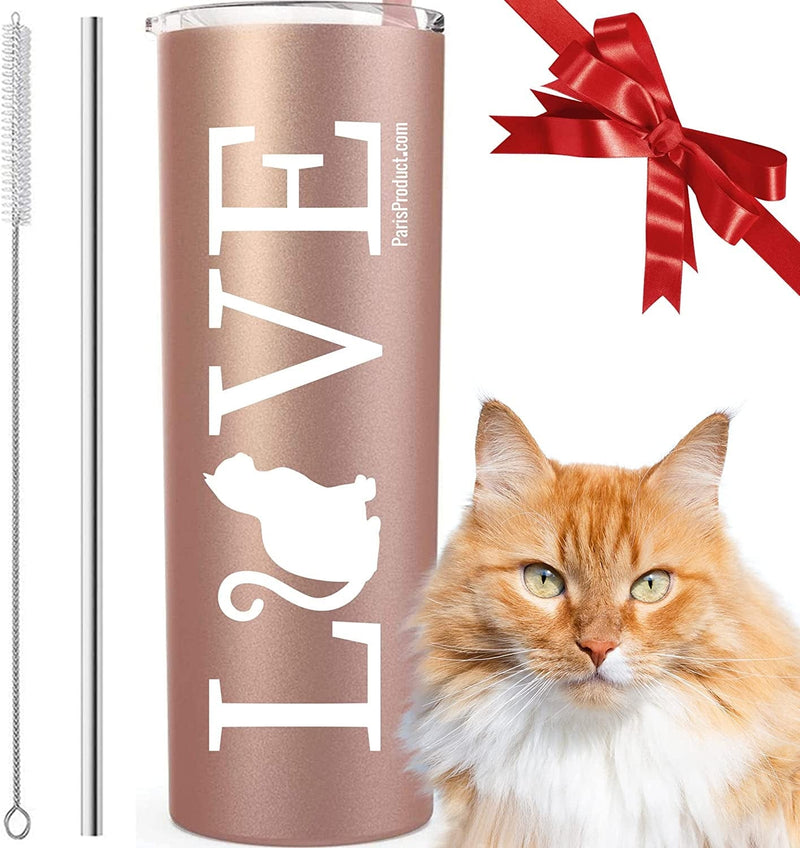 As Seen on FOX, ABC, NBC, CBS NEWS — 20 Oz Stainless Steel Tumbler Bridal Shower Gifts for Bride to Be, Bride Gift from Bridesmaid, Groom, and Mother, Christmas Stocking Stuffers by PARIS PRODUCTS CO Home & Garden > Kitchen & Dining > Tableware > Drinkware PARIS PRODUCTS CO. Love Cat  