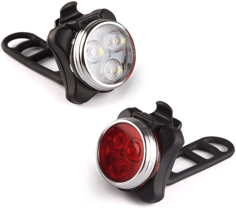 Ascher USB Rechargeable Bike Light Set,Super Bright Front Headlight and Rear LED Bicycle Light,650mah Lithium Battery,4 Light Mode Options(2 USB cables and 4 Strap Included) Sporting Goods > Outdoor Recreation > Cycling > Bicycle Parts Ascher Default Title  